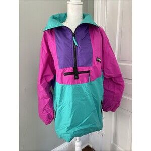 Vintage 1980s JANSPORT Neon Colorblock Coat Jacket Thermolite XL
